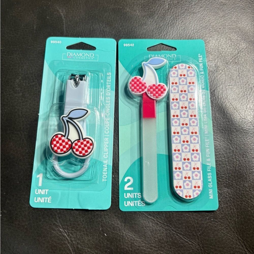 New Cherry Diamond Supply Co. Toenail Clipper & Mini Glass File Set